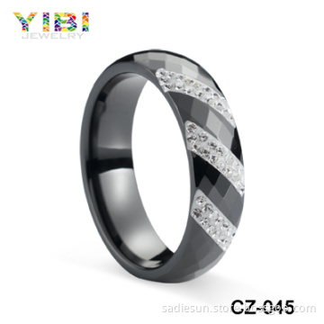 Wholesale Fashion Jewelry Mud Black Ceramic CZ Ring